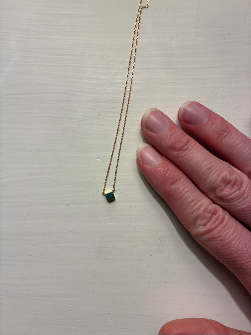MEJURI Gold Necklace with Small Malachite Square Pendant - Women Jewelry